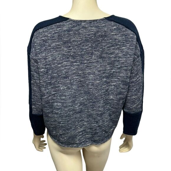 J. Crew navy blue long sleeve top two toned cotton top boat neck sweater small - Picture 4 of 6